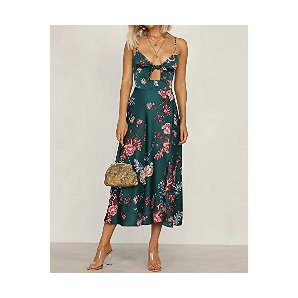 Women-Spaghetti-Strap-Midi-Satin-Dresses-Tie-Front-Backless-Split-Hollow-Dress Fashionme Women Spaghetti Strap Midi Satin Dresses Tie Front Backless Split Summer Casual Floral Hollow Flowy Slip Sundress Wedding Guest Beach Cocktail Graduation Dark Green