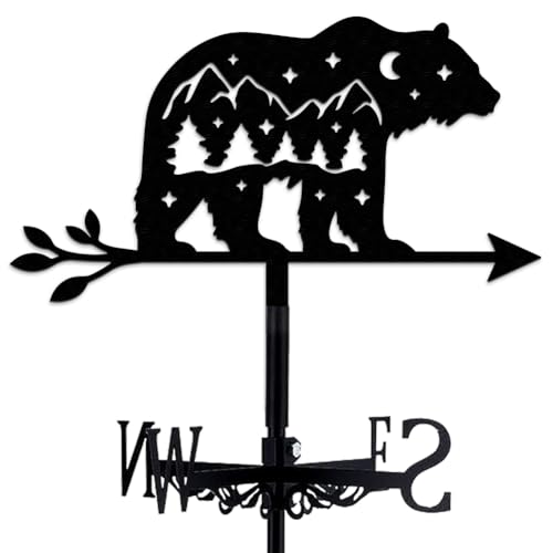 Girouette en métal extérieur ours : indicateur de direction du vent jardin - 2