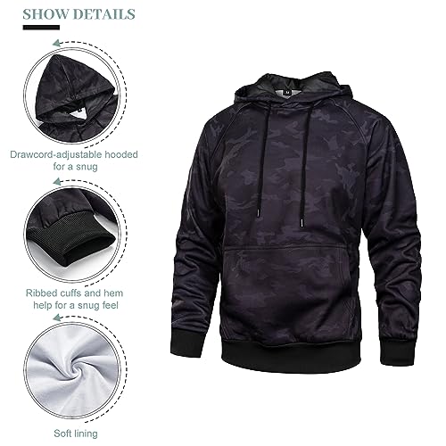 Image of AOTORR Men's Pullover Hoodie Blend Fleece Long Sleeve Contrast Color Military Sweatshirt with Kanga Pocket
