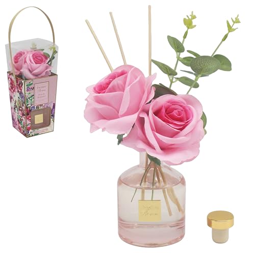 Lesser & Pavey Desire Aroma 200ml Pink Rose Diffusers For Home Fragrance & Air Freshener | Aromatherapy Reed Diffuser For Stress Relief | Lovely Room Accessories Gifts For Women And Men
