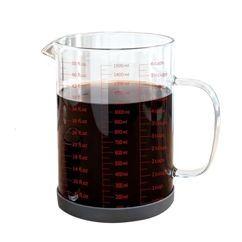 Vaso medidor de vidrio de 1500 ml con base de silicona miniatura 1