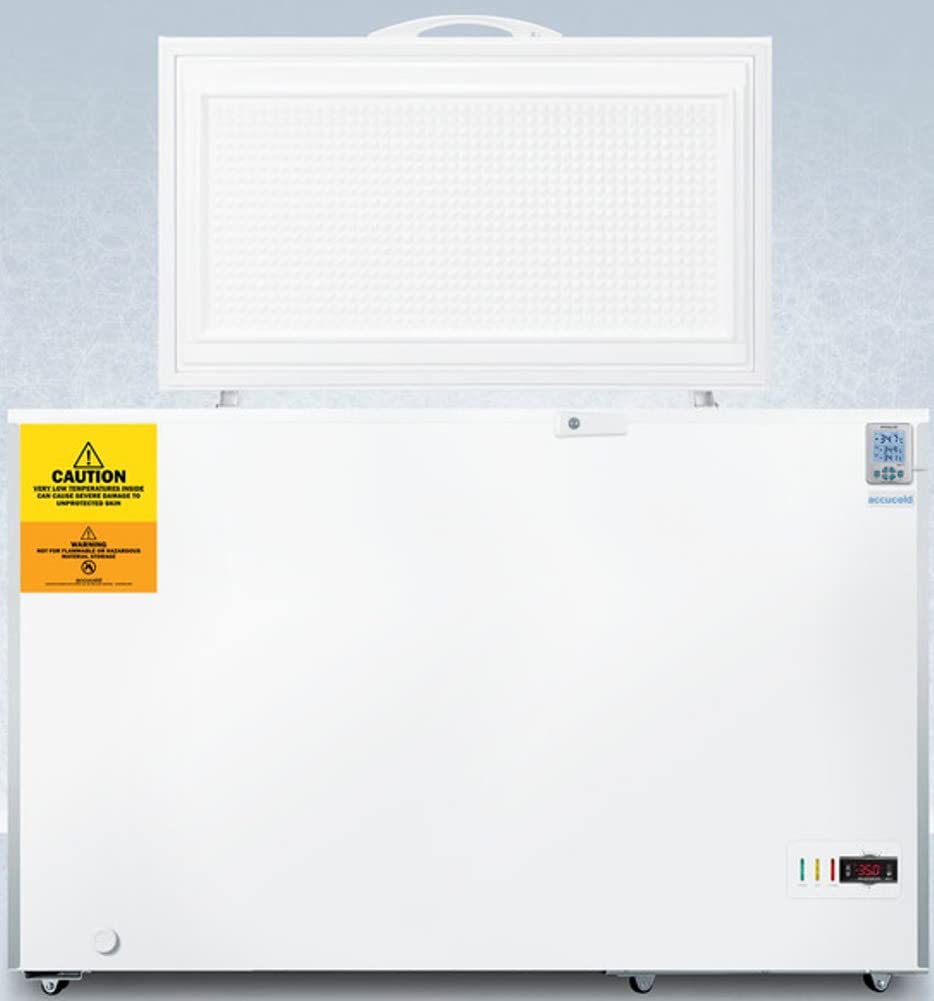 Summit Appliance VLT134-35ºC Laboratory 12 Cu.Ft. Chest Freezer with Stainless Steel Corner Guards, NIST Calibrated Thermometer, Manual Defrost, Digital Controls with Alarm and Lock on Fridge.com
