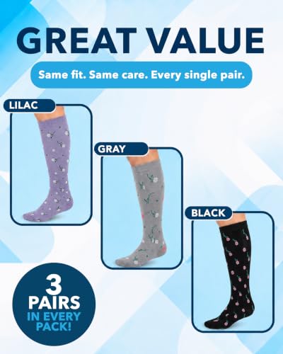 Image of Doctor's Select Bamboo Viscose Light Compression Socks for Women & Men - 3 Pairs, 8-15 mmHg Compression Socks, Knee High