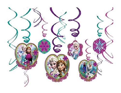 Diseny Frozen Party Foil Hanging Swirl Decorations / Spiral Ornaments (12 PCS)- Party Supply, Party Decorations