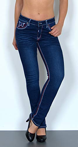 ESRA-Damen-Jeans-Jeanshose-Damen-Hose-Straight-Leg-Dicke-Naht-Jeanshosen-Damenjeans-bis-grosse-Groessen-J755