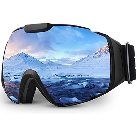 JULI Ski Goggles for Men Women Youth,OTG and Anti-Fog Design,Snowboard Skate Snowmoblie Double Layer Lens Snow Goggles M4 (Black Frame/13% VLT Silver Len) Cover