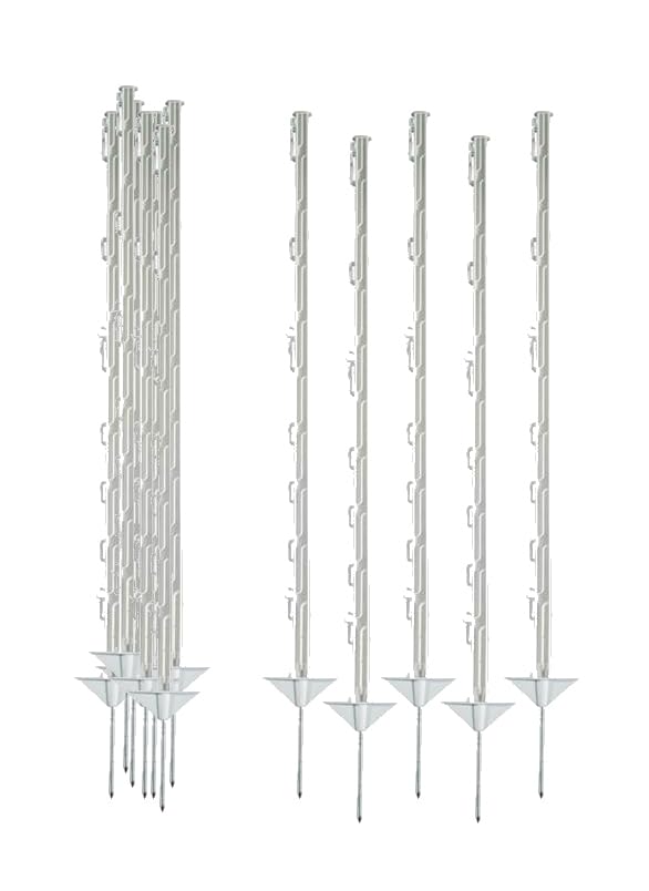 20x STALLBEDARF24® Kunststoffpfahl mit Doppeltritt – Weidezaunpfahl aus robustem Kunststoff mit 8 mm Stahlnagel – verschiedene Höhen (106,9 cm / 150 cm) – weiß (Weiß, 106,9 cm)