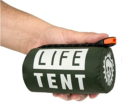 Go Time Gear Life Tent Emergency Survival Shelter – 2 Person Emergency Tent – Use As Survival Tent, Emergency Shelter, Tube Tent, Survival Tarp - Includes Survival Whistle & Paracord (Green, 1pack)