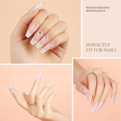 Beetles Gel Nail Kit Easy Nail Extension Set 5 In 1 Nail Glue Gel Base Coat With Pre Shaped Medium Coffin Soft Gel Nail Tips And Led Nail Lamp Acrylic Nail Clipper For Nail Art Diy Home Manicure #TOP4