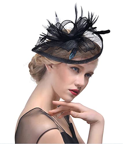 Coiffe à plumes noire pour mariage et cocktail vintage chic