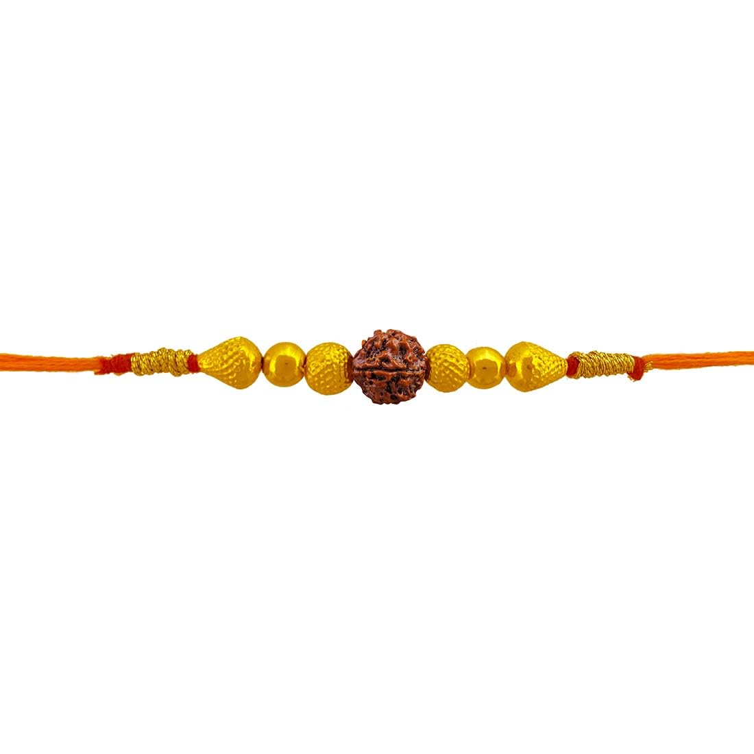 22KT Yellow Gold Plastic Rudraksha Thushi for Men's – 0.17g Sacred Raksha Bandhan Thread with Gold Beads-image-24