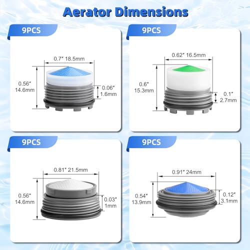 Hibbent 36 Pcs Faucet Aerator with 6 Pcs Aerator Key Removal Wrench Tool - image 2