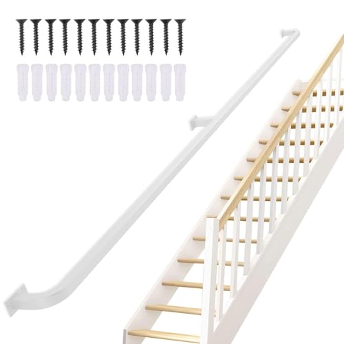 Rambarde d'escalier blanche avec support de sécurité pour pieds de 4,27 m
