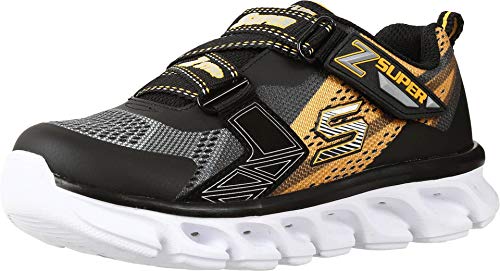 Skechers Kids Boys' Hypno-Flash Light Up Loafer, Charcoal/Gold, 13.5 M US Little Kid