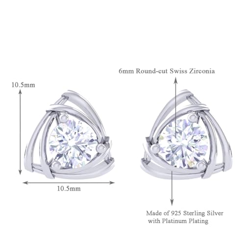 Image of CLARA 925 Sterling Silver Stud Earrings | Platinum Plated | Daily Wear |Gift for Women and Girls