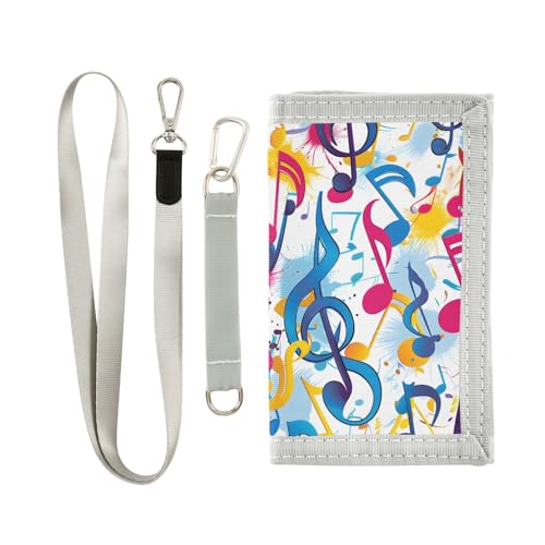 ALAZA Kids Wallets for Boys Girls Toddler Trifold Wallet Children Small Colorful Music Notes with Zipper Coin Pocket