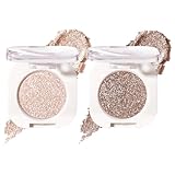 2 Pcs Glitter Eyeshadow Palette,High Pigment Blendable Single Shimmer Eyeshadow,Multiuse Eye Glitter for Women Long-Lasting Metallic Finish (#10#11)