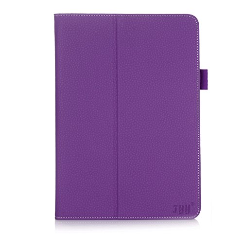 iPad Air 2 Case Cover, FYY Detachable Rotating Leather Case Smart Cover with Velcro Hand Strap and Card Slots for iPad Air 2 Purple (With Auto Wake/Sleep Feature)
