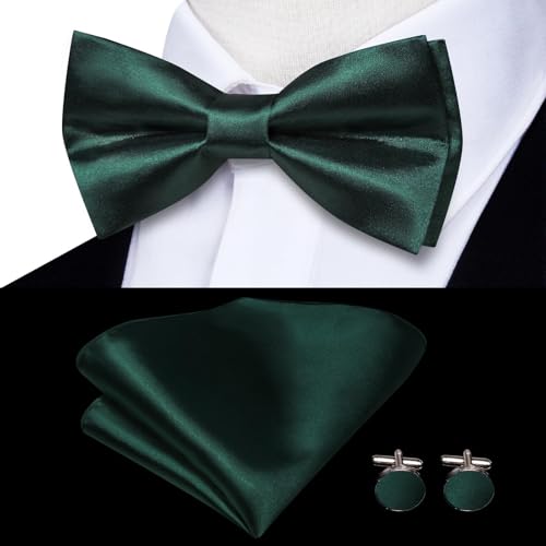 Image of Hi-Tie Men Suspender Bowtie Set Suspenders Pre-tied Bow Tie Pocket Square Cufflinks Adjustable Y Shape 6 Clips Braces Tuxedo