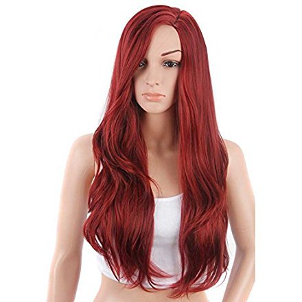 AISI HAIR Auburn Wig Long Wavy Red Wig for Women Side Part Heat Resistant Wig Natural Looking Fiber Wigs