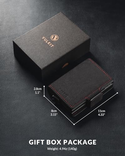Image of VULKIT Credit Card Holder RFID Blocking Leather Automatic Pop Up Wallet Magnetic Wallet Double Card Case for Men and Women