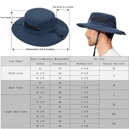 Image of Fishing Hat for Mens Sun Hat Wide Brim Bucket Hat SPF UV Protection XL XXL Large Size Big Head Hiking Beach Safari