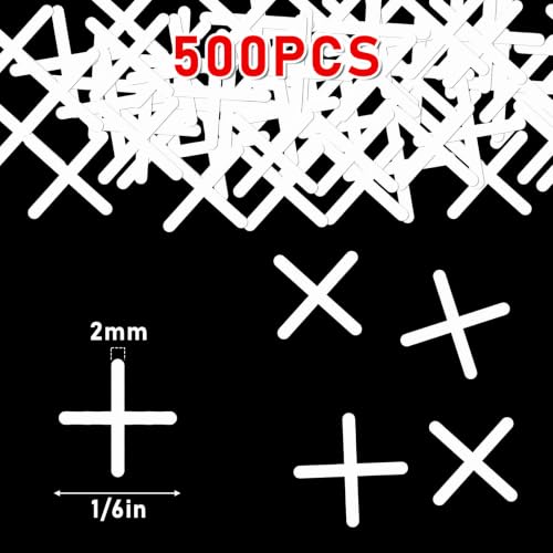 Image of 1 /12 Inch Tile Spacers, 500 Pcs 2mm Cross Tile Leveling Clips | Floor Wall Plastic Tiles Shim for Various Types of Ceramic Tiles Installation Leveling