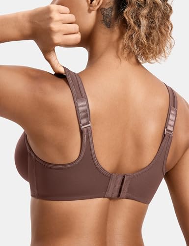 Image of SYROKAN Women's Max Control Underwire Sports Bra High Impact Plus Size with Adjustable Straps Unlined Bra