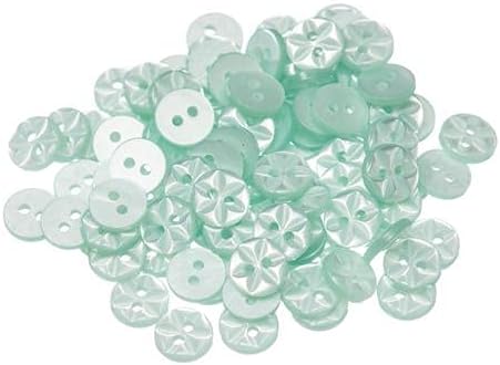 Simply Sew Crafty™ - 100 x Star Baby Buttons - Various Sizes 11mm, 14mm or 17mm - Pink Blue Lemon Mint White Lilac Cream (Mint, 14mm)