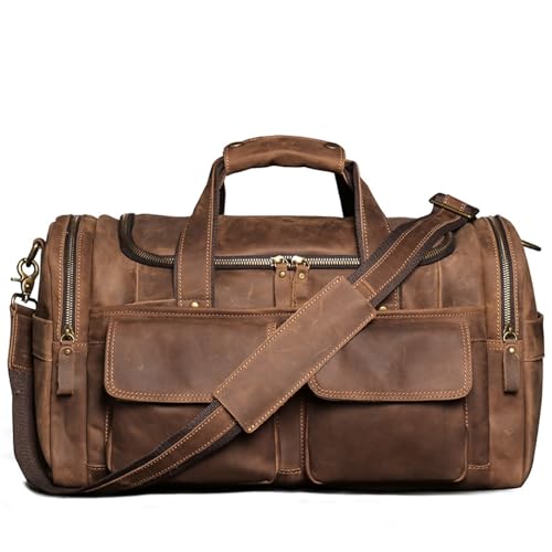 Crazy Horse Leather Large duffel bags for men holdall leather travel bag overnight gym sports weekend bag