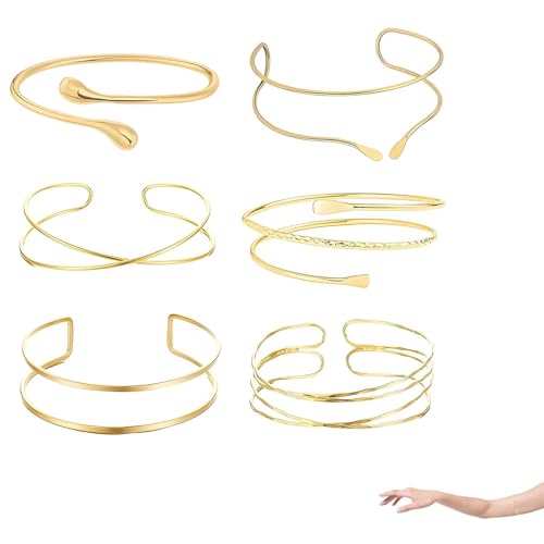 ClcIosis 6 Stück Oberarmreif Gold Set, Armreif Oberarm, Bangles Schmuck Armreif Gold Oberarm Damen Verstellbare Minimalistisches Design Für Partys Und Besondere Anlässe