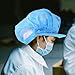 IDEANATEGRATE Anti-Static Breathable Work Beanie for Factory Men and Women Elastic Dust Cap Hair Net for Kitchen Cooking Polyester Fiber Protective Hat for Industrial and Catering Use Sky-Blue