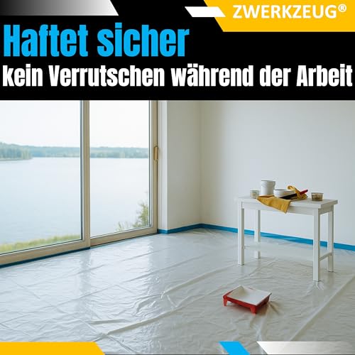 ZWERKZEUG Vorteilspackung Abdeckfolien mit Klebeband - Malerband mit Abdeckfolien - Malerfolie mit Klebeband Abklebeband - Optimaler Schutz bei Maler & Lackierarbeiten gegen Schmutz und Nässe