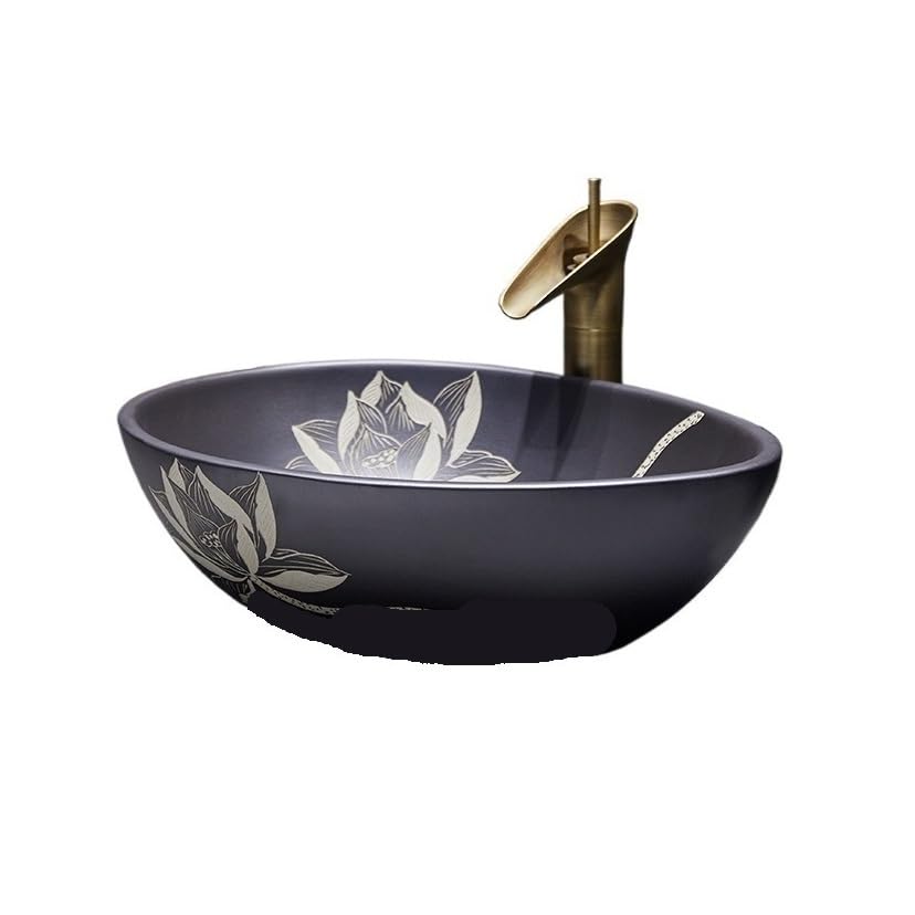 Zlewozmywak naczyniowy Umywalka nablatowa porcelanowa, ceramiczna, łazienkowa z kranem i odpływem