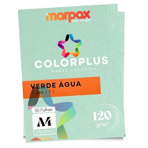 Papel Color Plus 120g A4 210x297mm Verde Água Tahiti Marpax 50fls