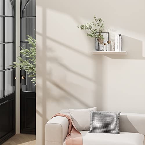 White Floating Shelf For Wall Storage, Metal Wall Shelf For Living Room, Bathroom, Kitchen, 12” Small Display Shelf For Collectibles #TOP2