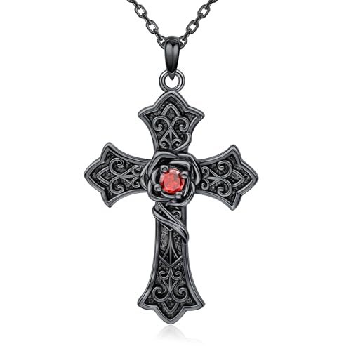 Gothic Skull/Cross/Snake Necklace 925 Sterling Silver Gothic Necklace for Women Goth Jewelry Gifts for Women Men