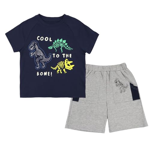 Image of Little Bitty Toddler Boy Clothes Boys Summer Outfits Cotton Short Sleeve T-Shirt & Shorts Set 2-7Yrs
