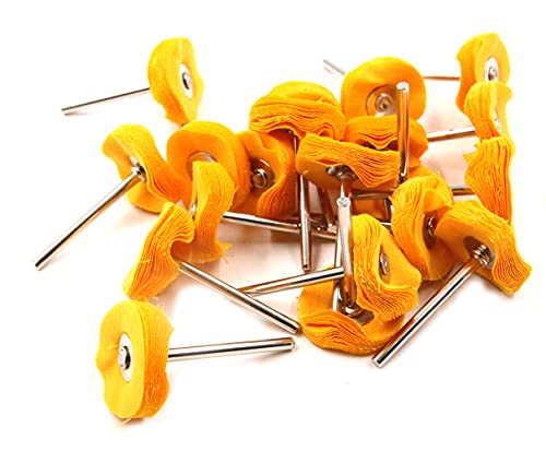 Driak 20PC Yellow Cotton Polishing Buffing Wheel Brush Fits for Hole Jewelers