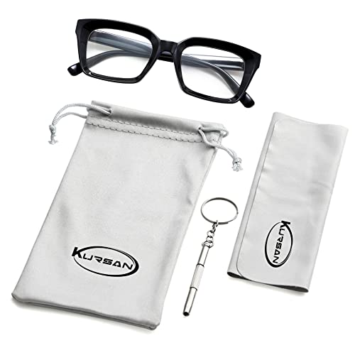 Kursan Classic Non Prescription Clear Lens Glasses For Women Men Thick Square Frame Eyeglasses (Bright Black) #TOP5