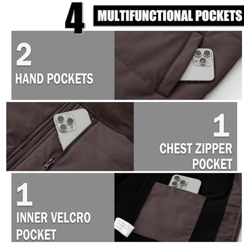 Image of Msmsse Men's Outerwear Vests Winter Quilted Padded Vest Gilet Stand Collar Warm Puffer Vest