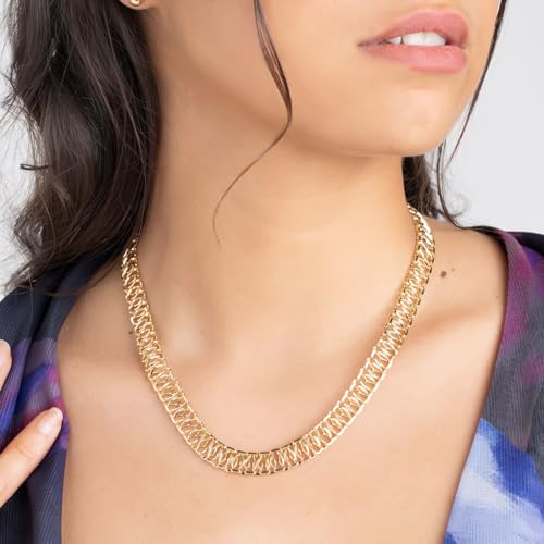 Barzel 18K Gold Plated Mesh Necklace, 16-20 inches, High Polish Finish, Waterproof, Tarnish Free2