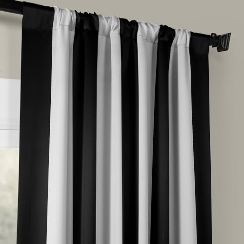 HPD Half Price Drapes BOCH-KC43-84 Stripe Blackout Room Darkening Curtain (1 Panel), 50 X 84, Awning Black & Fog White - Image 3