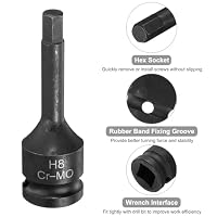 QUARKZMAN 2 Stück 1/2" Kraft Schlagnuss Innensechskant H8 78mm Schwarz – Ansicht 4