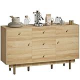 HOMCOM Modern Sideboard, Buffet Cabinet, Storage Cupboards with Adjustable Shelf, 5 Drawers and 2 Cabinets, 136 x 38 x 80 cm, for Living Room, Kitchen, Dining Room