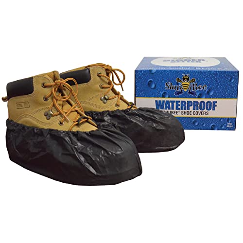 ShuBee Waterproof Shoe Covers Slip-Resistant Disposable for Construction, Indoor Carpet Floor Protection - Black (40 Pair) - Thumbnail 2