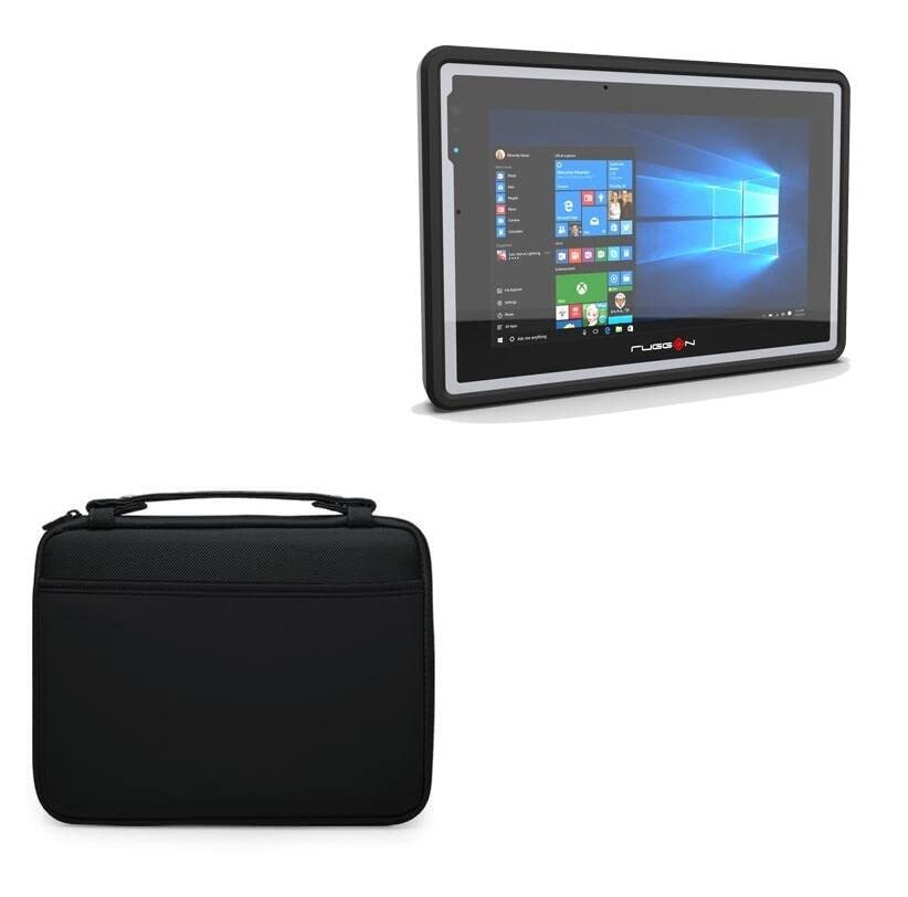 BoxWave Case Compatible with RuggON Luna 3 - Hard Shell Briefcase, Slim Messenger Bag Briefcase Cover Side Pockets - Jet Black