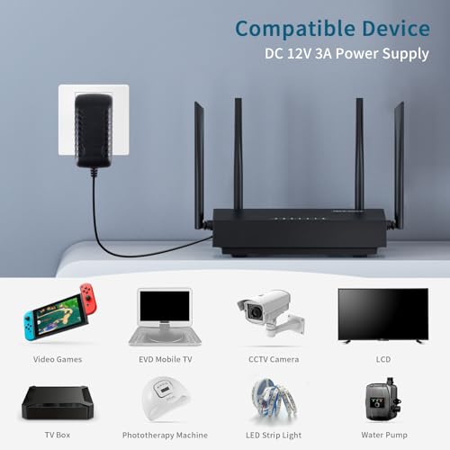 SUCIKORIO 12V 3A Netzteil Adapter Universal Transformator AC 110-240V zu DC 12V 3A 36W Adapter Schaltnetzteil Euro Stecker Steckernetzteil für LED Streifen Lichter, Router, LED Lampen