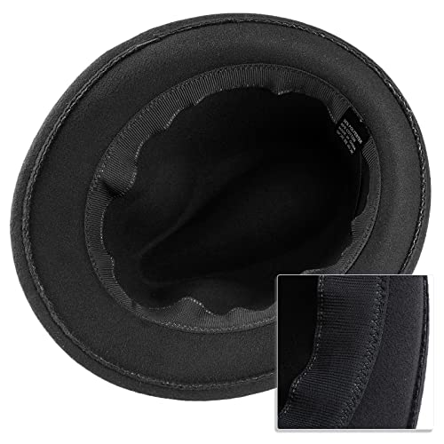 Moonsix Classic Fedora Jazz Hat With Roll-Up Brim, Winter Cap For Girls Kids，Black #TOP1