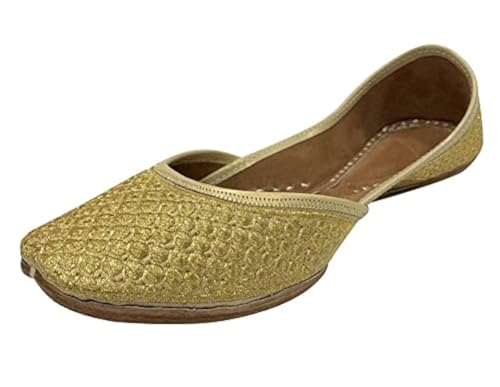 Punjabi Jutti for Women Gold Zari Handmade Shoes Soft Flat Mojari Beaded Traditional Formal Ethnic Designer Jooti